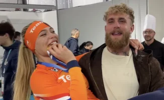 Эмоции Джейка Пола после победы невесты Ютты Лердам на Олимпиаде в Милане в бокс и конькобежном спорте