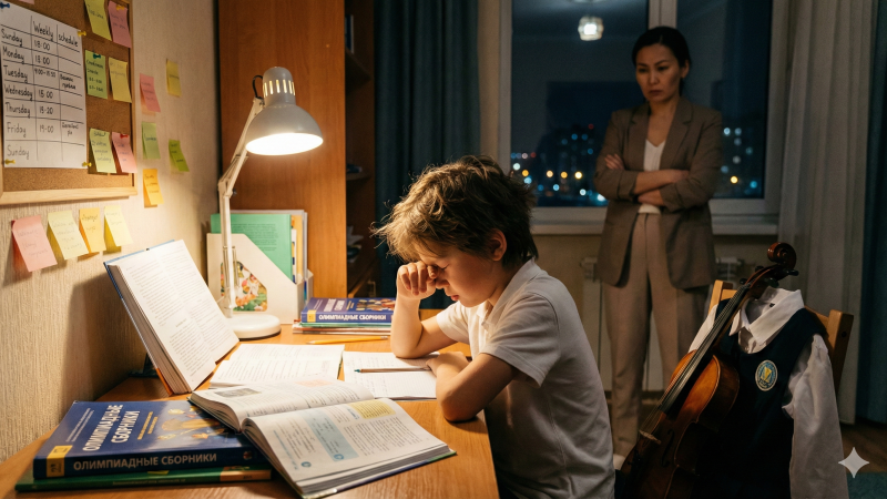 Современный казахстанский школьник: от заботы к давлению — погружение в мир кружков, репетиторов и бесконечных задач.
