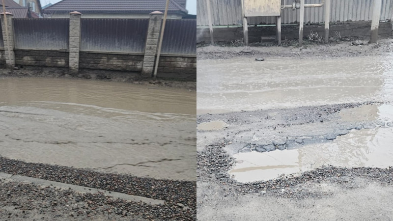 Алматинский школьник пожаловался на ямы и грязь: состояние дорог в микрорайоне Рахат-Мадениет